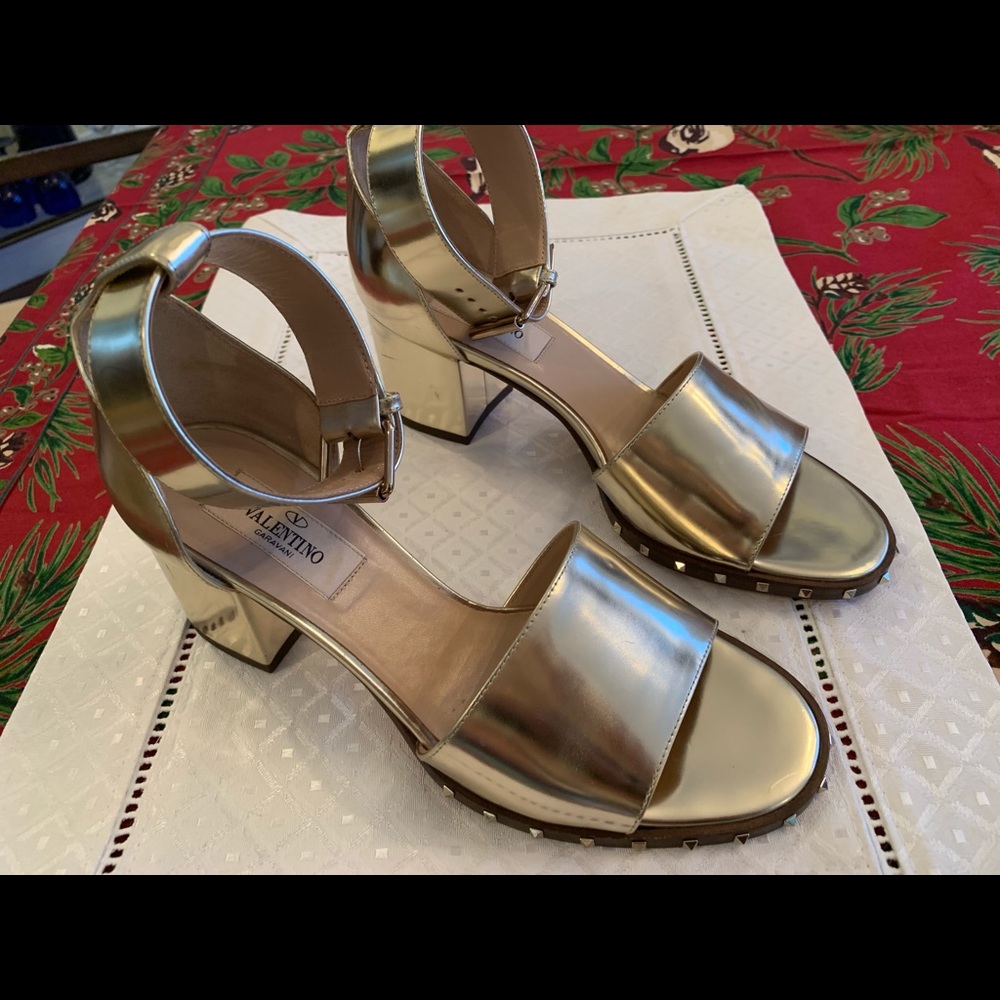 Valentino Metallic Gold Rockstud Heels